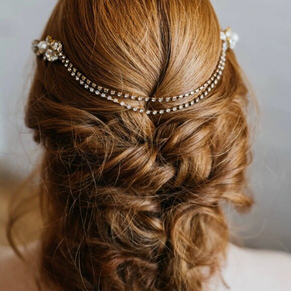 Silver Bridal Hair Chain - Picture 4 of 4